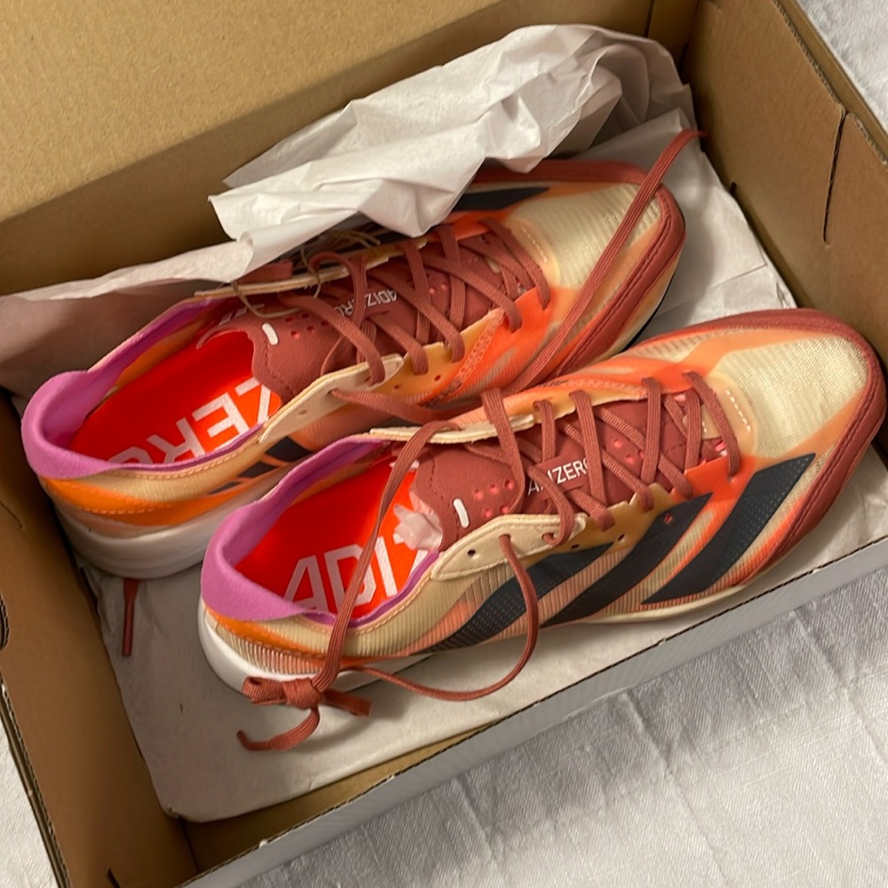 NIB NWT adidas Adios 7 running shoes W 6.5
Bliss Orange/Wonder Steel/Beam Orange
